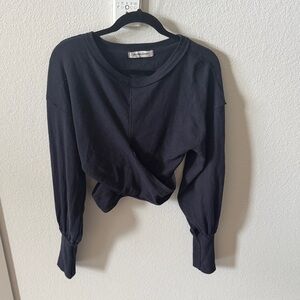 Free People Navy Long Sleeve Top